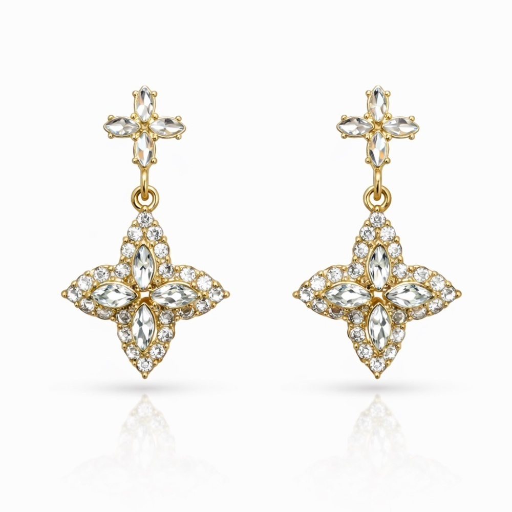 Elegant Gold and Silver Cross Earrings